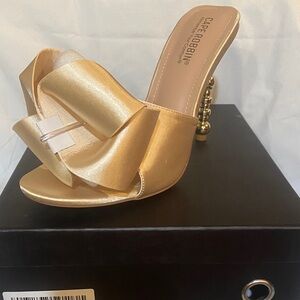 Cape Robbin Metallic Gold Heels with Bow Accent. Size 11.5 Like New in Box